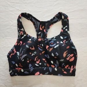 Avia Womens Multi Color Abstract Print Racerback Sports Bra Black Size S 4-6
